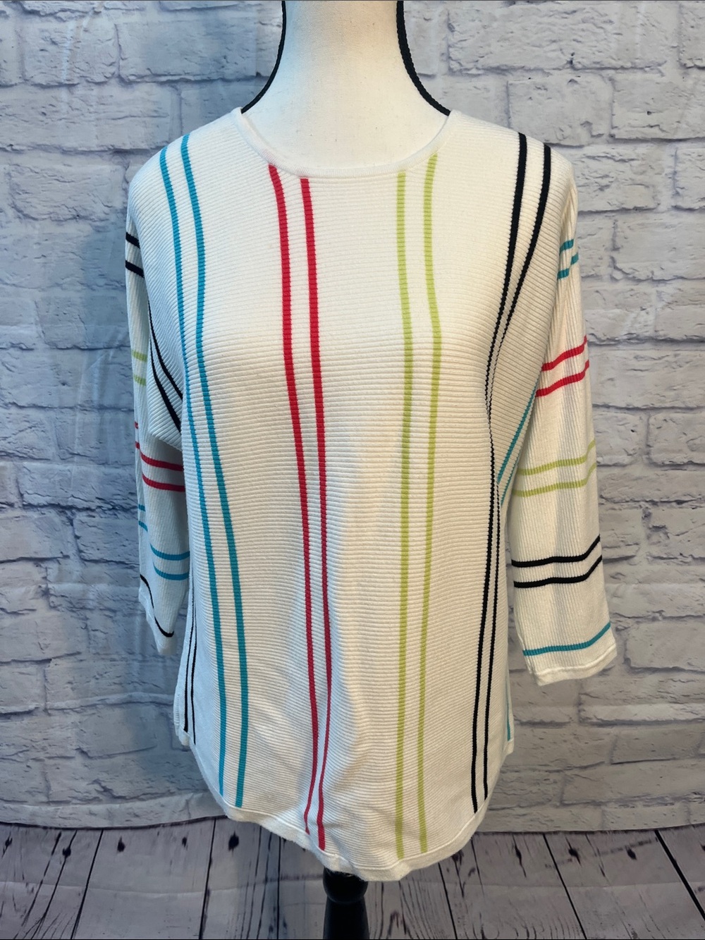 J’Envie NY Striped Sweater Fine-Ribbed Multicolored Luxury Softness Size XS